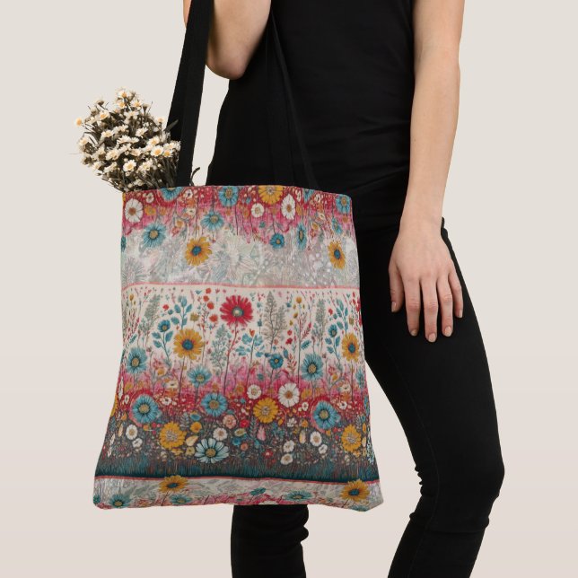 Retro Hippie: Patchwork Garden Tote (Close Up)