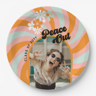 Retro Hippie Photo Graduation Paper Plate