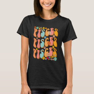 Retro Hippie Pisces Birthday  Pisces Zodiac Birthd T-Shirt