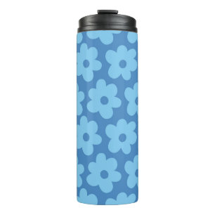 Retro Hippie Preppy Blue Flower Y2K Pattern Thermal Tumbler