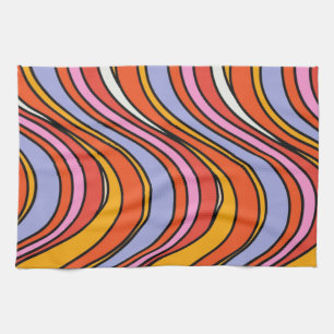 Retro Hippie Psychedelic Swirls Funky 70's Kitchen Towel