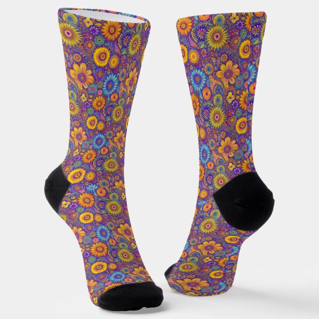 Retro Hippie: Purple Vibe Socks (Angled)