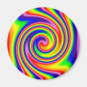 Retro Hippie Rainbow Colours Soft Focus Spiral Magnet
