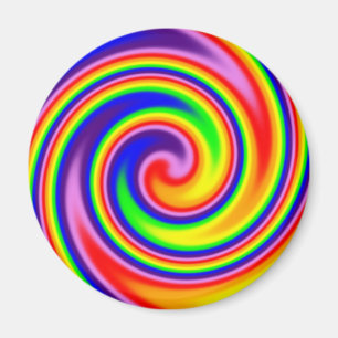Retro Hippie Rainbow Colours Soft Focus Spiral Magnet