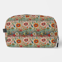 Retro Hippie: Red Flower Garden Toiletry Bag