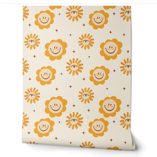 Retro Hippie Smile Faces Wallpaper (Unrolling)