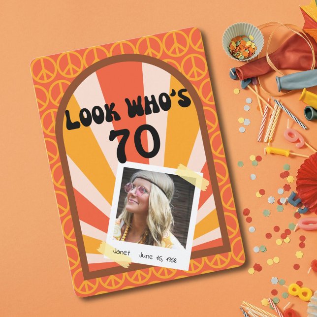 Retro Hippie Sunrise Custom Birthday Invitation (Creator Uploaded)