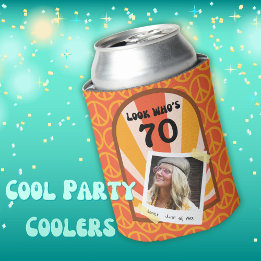 Retro Hippie Sunrise Custom Photo  Can Cooler