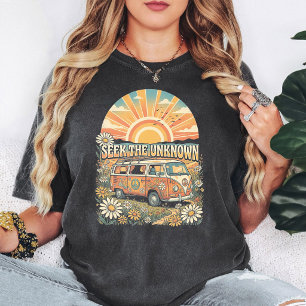 Retro Hippie Van Peace Sign Sunset Art T-Shirt