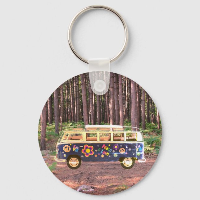 Retro Hippie Vintage westphalia  Keychain (Front)