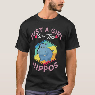 Retro Hippo Just A Girl Who Loves Hippos Lovers T-Shirt
