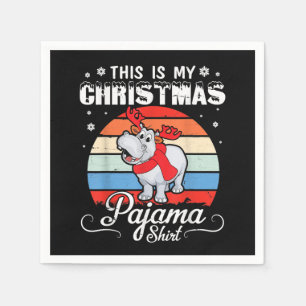 Retro Hippo This Is My Christmas Pajama Shirt Napkin