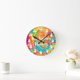 Retro Hippy 60s 70s Peace Sign Custom Round Clock