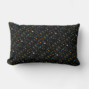 Retro Hipster Black Space Age Atomic Lumbar Lumbar Pillow