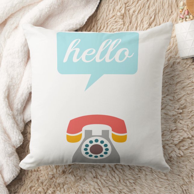 Retro Hipster Colourful Old Fashioned Phone Throw Pillow (Blanket)