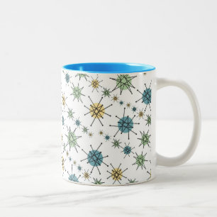 Retro Hipster Geometric Atomic Starburst 11oz Two-Tone Coffee Mug