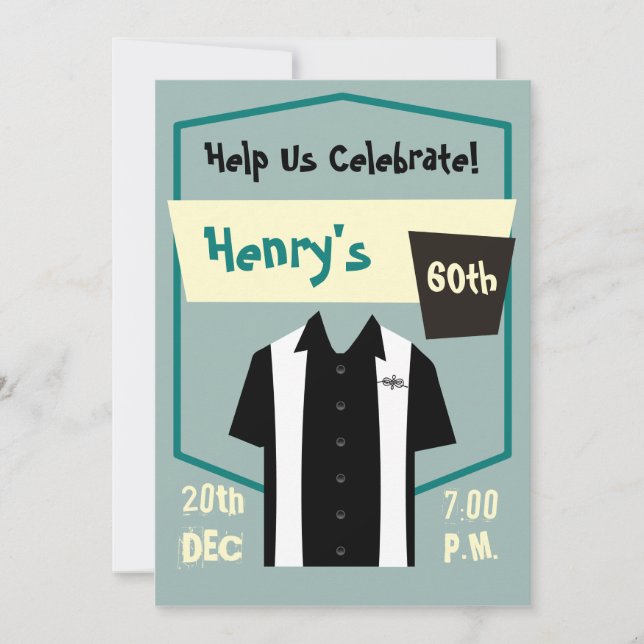 Retro Hipster Rockabilly Birthday Celebration Invitation (Front)