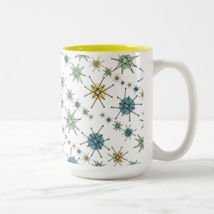 Retro Hipster Space Age Atomic Starburst 15oz Two-Tone Coffee Mug