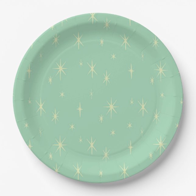 Retro Hipster Space Age Atomic Starburst Paper Plate (Front)