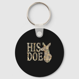 Retro His Doe Camo Deer Hunting Camouflage Matchin Keychain