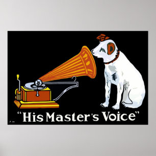 Retro his master's voice gramophone ad poster