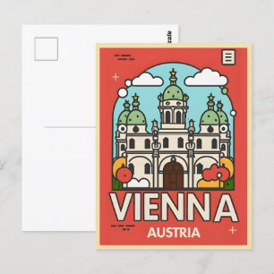 Retro Historical Vienna city Austria skyline gifts Postcard