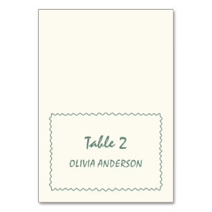 Retro Hndwritten Eucalyptus green Table Card