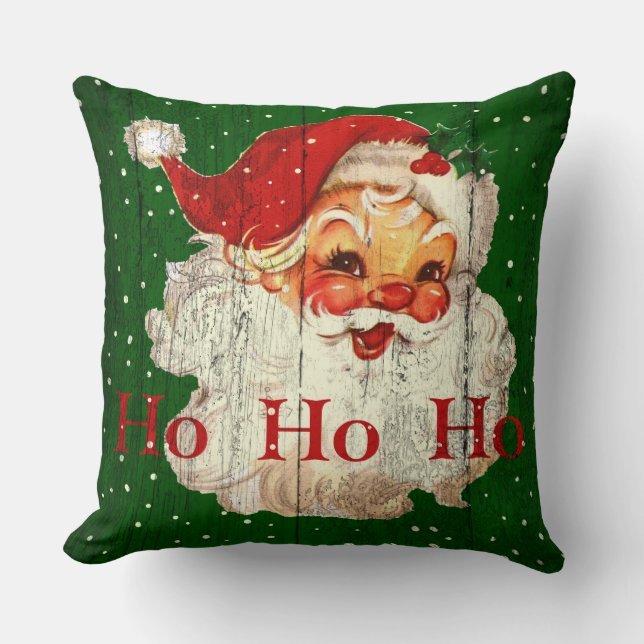 Rétro Ho Ho Ho coussin vintage du père noël (Recto)
