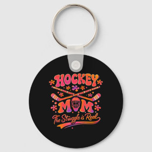 Retro Hockey Mom The Struggle Is Real Youth Sports Keychain
