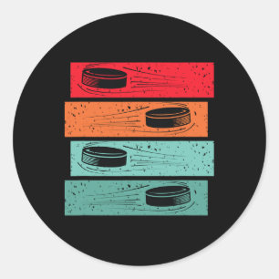 Retro Hockey Puck Winter Sports Ice Hockey Player Classic Round Sticker