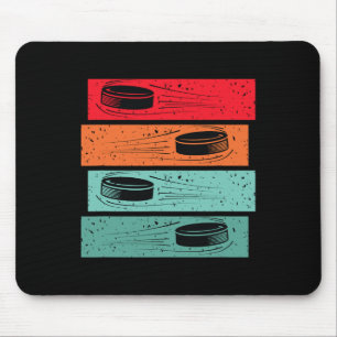 Retro Hockey Puck Winter Sports Ice Hockey Player  Mouse Pad