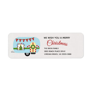 Retro Holiday Camper Personalized Return Address