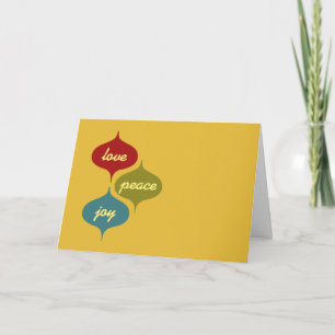Retro holiday card love, peace, joy