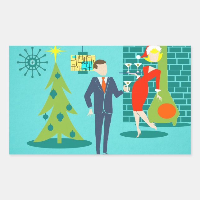 Retro Holiday Cartoon Couple Stickers (Front)