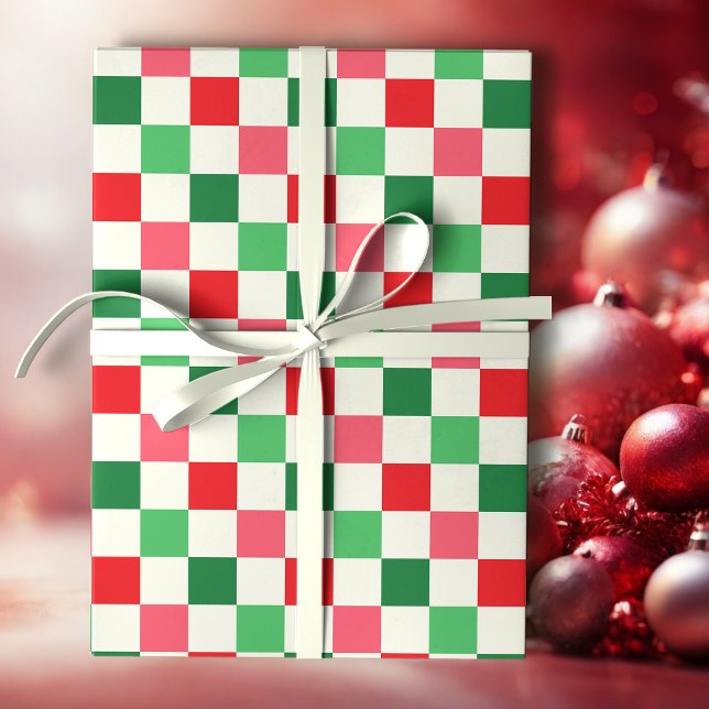 Retro Holiday Check Wrapping Paper (Creator Uploaded)