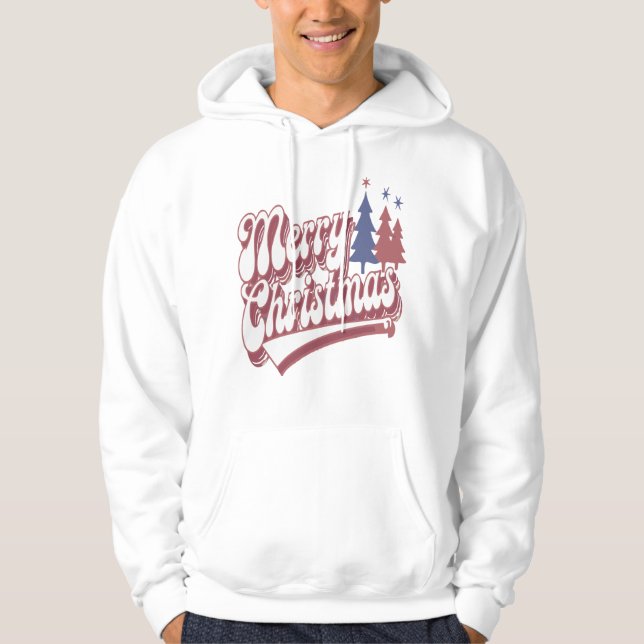 Retro Holiday Cheer: Merry Christmas Design Hoodie (Front)