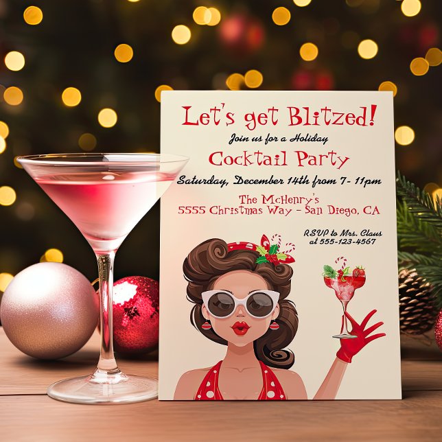 Retro Holiday Cocktail de Noël Invitations (Créateur téléchargé)
