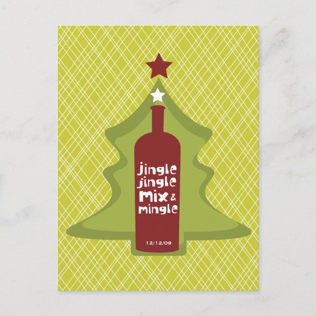 Retro Holiday Cocktail Invitation Postcard (Front)