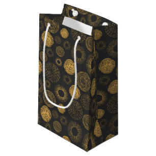 Retro Holiday Gold Burst Christmas Sparkler Small Gift Bag