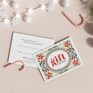 RETRO HOLIDAY GREEN RED FLOWERS FRAME CHRISTMAS