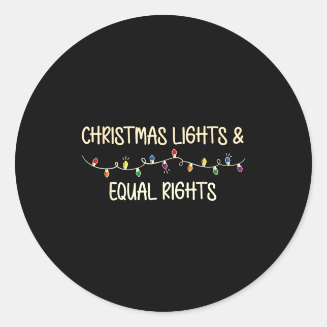 Retro Holiday Lights &amp; Reproductive Rights Xma Classic Round Sticker (Front)
