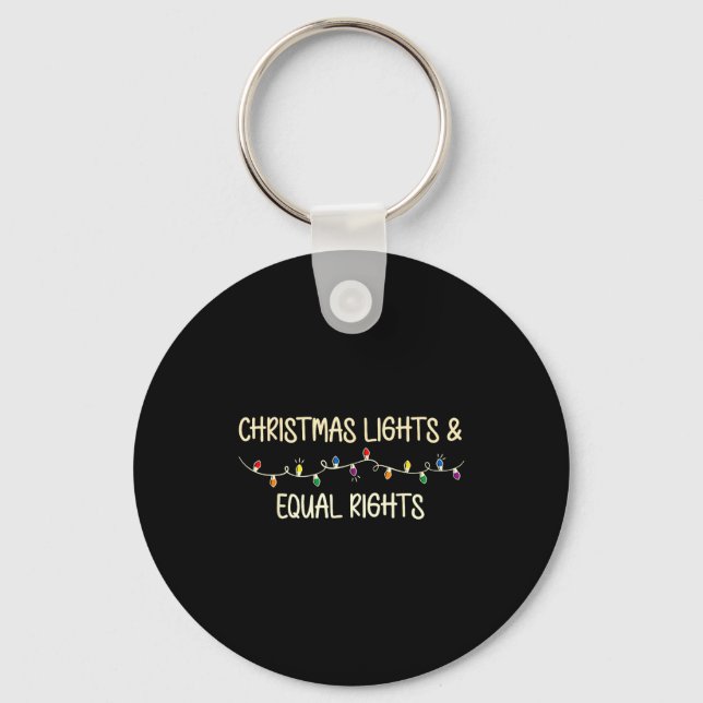 Retro Holiday Lights &amp; Reproductive Rights Xma Keychain (Front)