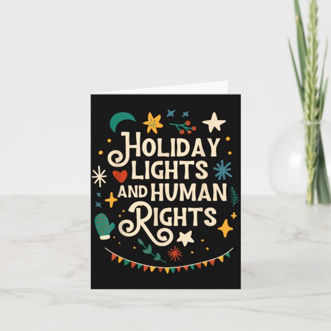 Retro Holiday Lights And Human Rights Suprters Chr Card (Front)