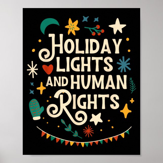 Retro Holiday Lights And Human Rights Suprters Chr Poster (Front)