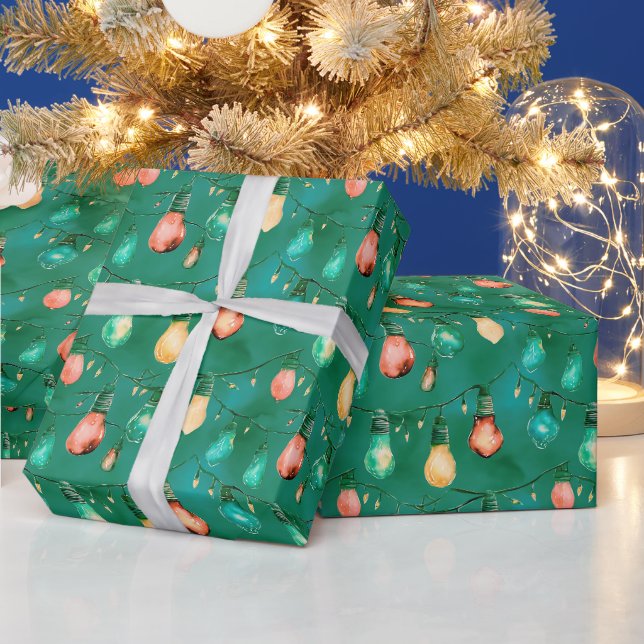 Retro Holiday Lights Fun Cute Modern Christmas Wrapping Paper (Holidays)