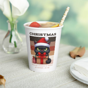 Retro Holiday Mocha Funny Cat Christmas Coffee Paper Cups