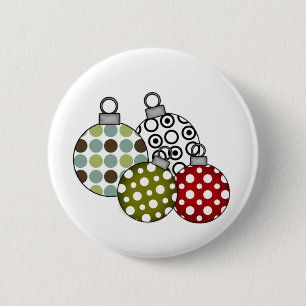 Retro Holiday Ornaments 2 Inch Round Button