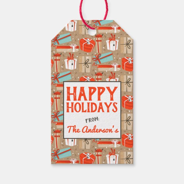 Retro Holiday Packages Gift Tag (Front)