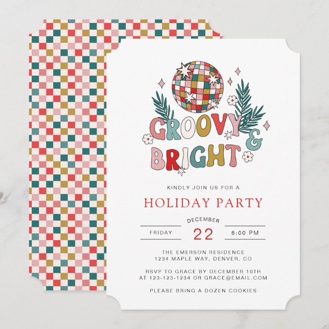 Retro Holiday Party Invitation (Front/Back)