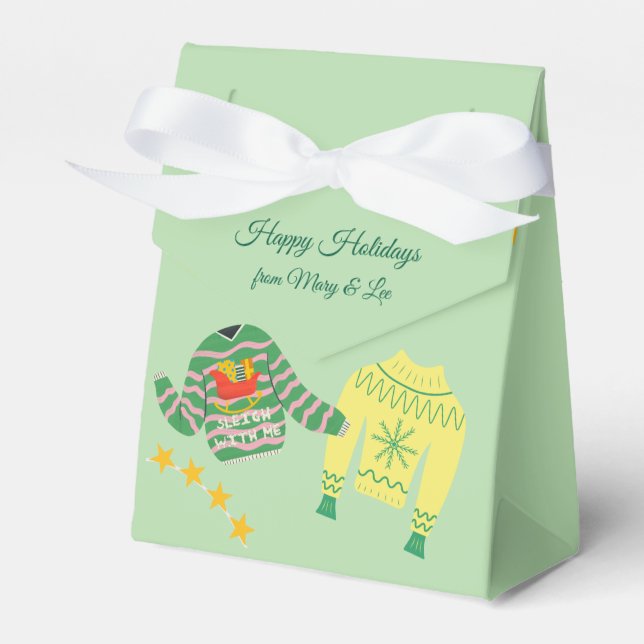 Retro Holiday Ugly Sweater Christmas Party Favour Favor Box (Front Side)